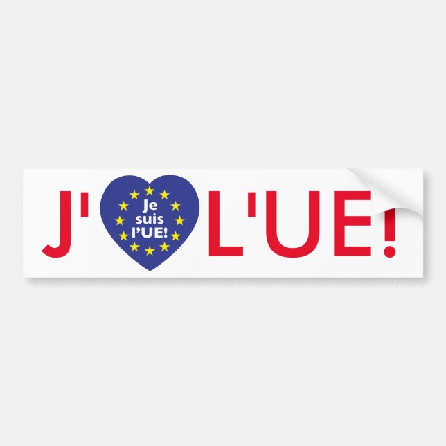 I love EU! Bumper sticker in French. (Front)