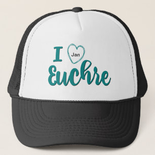 I Love Euchre Personalized Lettered Design Trucker Hat