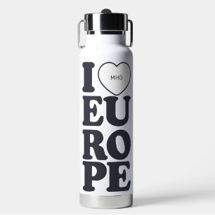 I LOVE EUROPE custom monogram Water Bottle