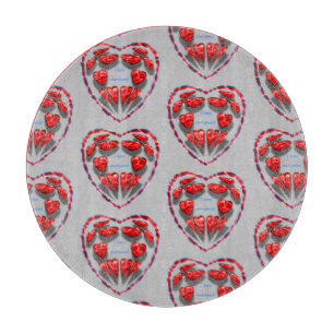 i love everyone red hearts in the heart,phrase cutting board