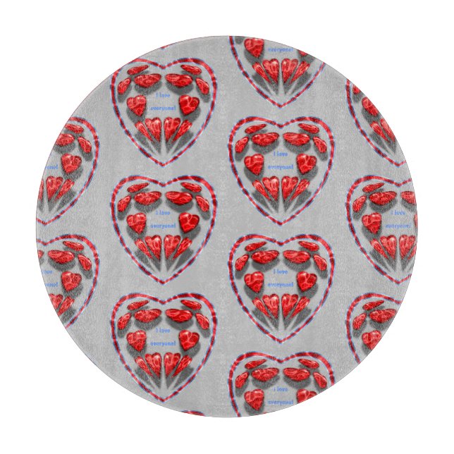 i love everyone red hearts in the heart,phrase  cutting board (Front)