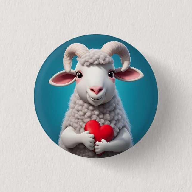 I Love Ewe 1 Inch Round Button (Front)