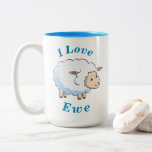 "I Love Ewe" Cute Little Lamb Blue & White Two-Tone Coffee Mug<br><div class="desc">"I Love Ewe" Cute Little Lamb Blue & White Two-Tone Coffee Mug For Friend or Family Birthday, Mother's Day or Father's Day Unique Gift Idea for Someone Special See other Gift Cups and Mugs for Mom, Dad, Wife, Husband, Girlfriend, Boyfriend or anyone! Especially Fun for Sheep Farmers or Farm Families!...</div>