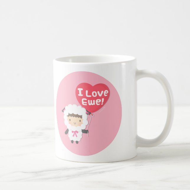 I Love Ewe Cute Sheep Cheesy Pun Humour Coffee Mug (Right)