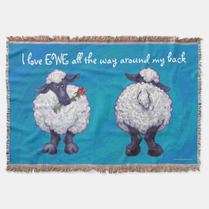I love Ewe Heads and Tails Sheep Throw Blanket