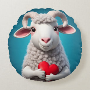 I Love Ewe Round Pillow