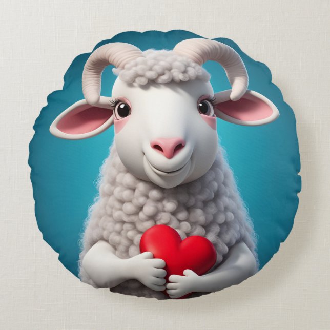 I Love Ewe Round Pillow (Front)