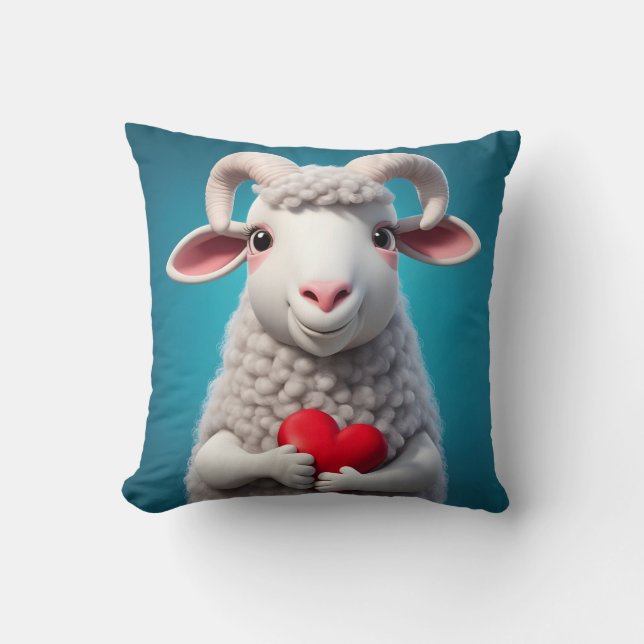 I Love Ewe Throw Pillow (Front)
