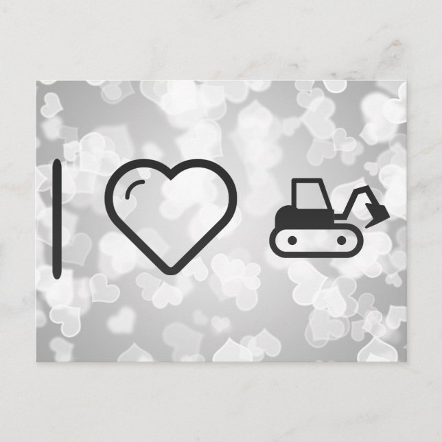 I Love Excavators Postcard (Front)