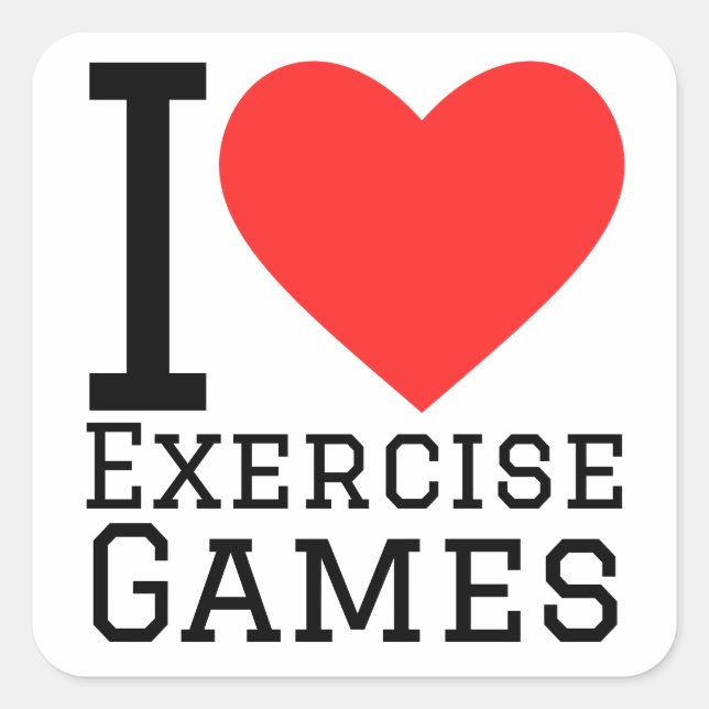 I love exercise games  square sticker (Front)