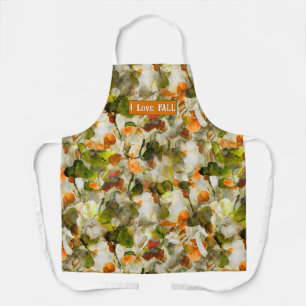 I Love Fall Abstract Personalized Floral Artistic Apron