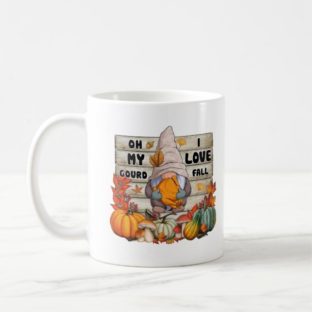 I Love Fall Gnome Personalized Coffee Mug (Left)