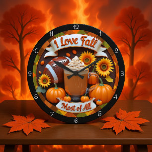 I Love Fall Most All Large Clock