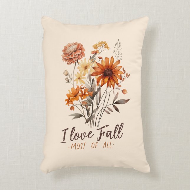 I Love Fall Most of All – Autumn Foliage Accent Pillow (Front(Vertical))