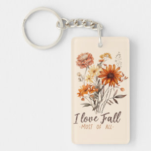 I Love Fall Most of All – Autumn Foliage Keychain