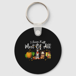 I Love Fall Most Of All Pumpkin Greyhound Autumn S Keychain