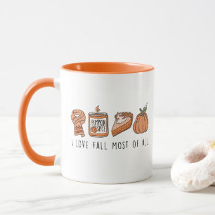 I Love Fall Most Of All, Retro Fall Doodle Mug