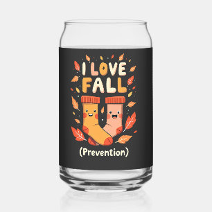 I Love Fall Prevention Autumn Cozy Pumpkin Spice  Can Glass