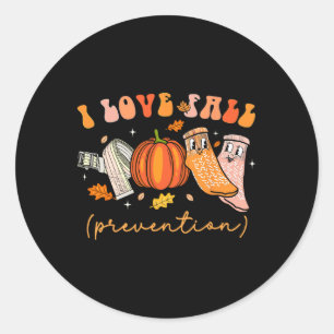 I Love Fall Prevention Fall Physical Therapy  Classic Round Sticker