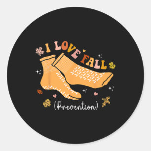 I Love Fall Prevention Fall Physical Therapy Groov Classic Round Sticker