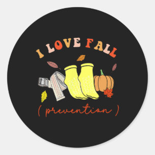 I Love Fall Prevention Socks Thanksgiving Autumn  Classic Round Sticker