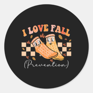 I Love Fall Prevention Socks Thanksgiving Autumn Q Classic Round Sticker