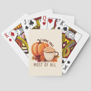 I Love Fall - Pumpkin and Pumpkin Spice Latte Playing Cards
