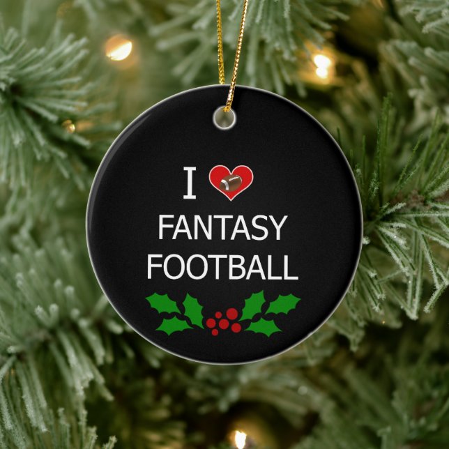 I Love Fantasy Football Ceramic Ornament (Tree)