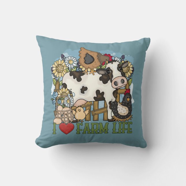 I Love Farm life Animals  Throw Pillow (Front)