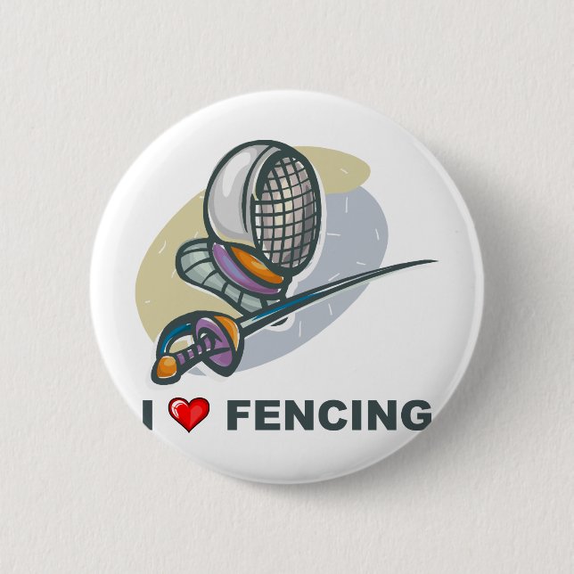 I Love Fencing 2 Inch Round Button (Front)