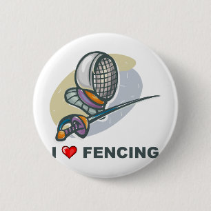 I Love Fencing 2 Inch Round Button