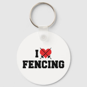 I Love Fencing Keychain