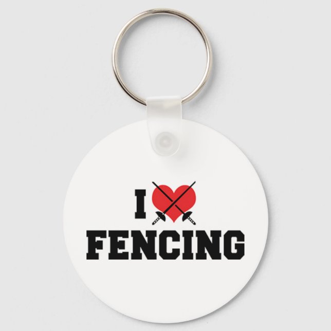 I Love Fencing Keychain (Front)