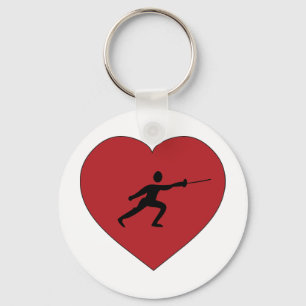 I Love Fencing Keychain