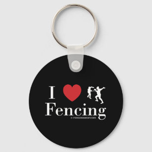 I Love Fencing Keychain
