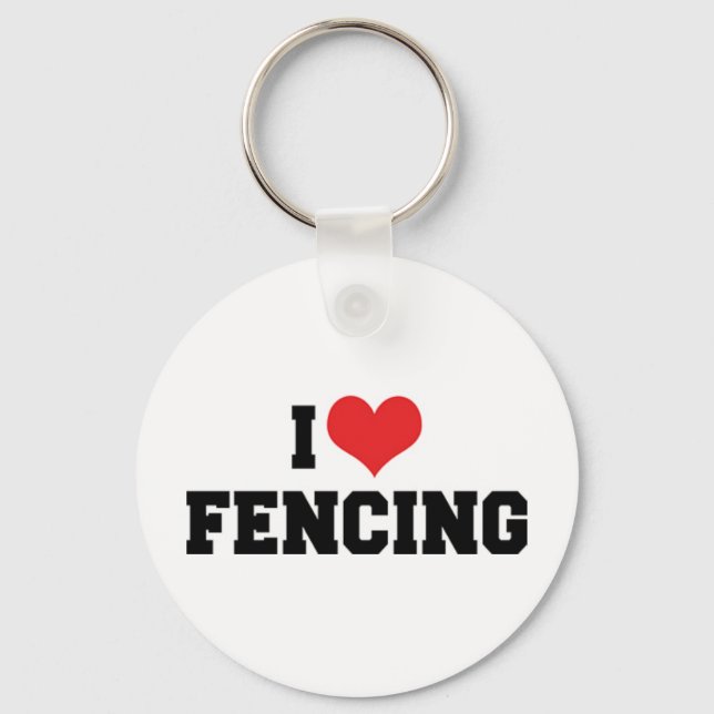 I Love Fencing Keychain (Front)