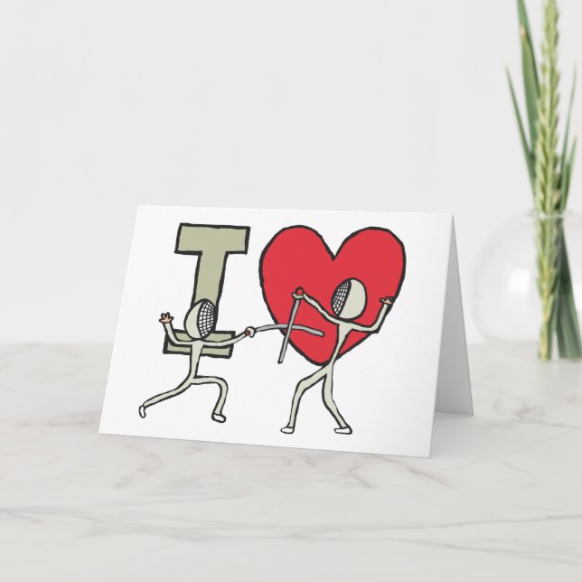 I Love Fencing Thank You Card (Front)