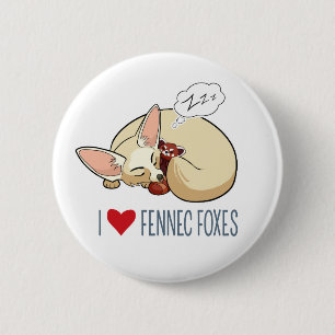 I Love Fennec Foxes - Cartoon Fennec Fox 2 Inch Round Button