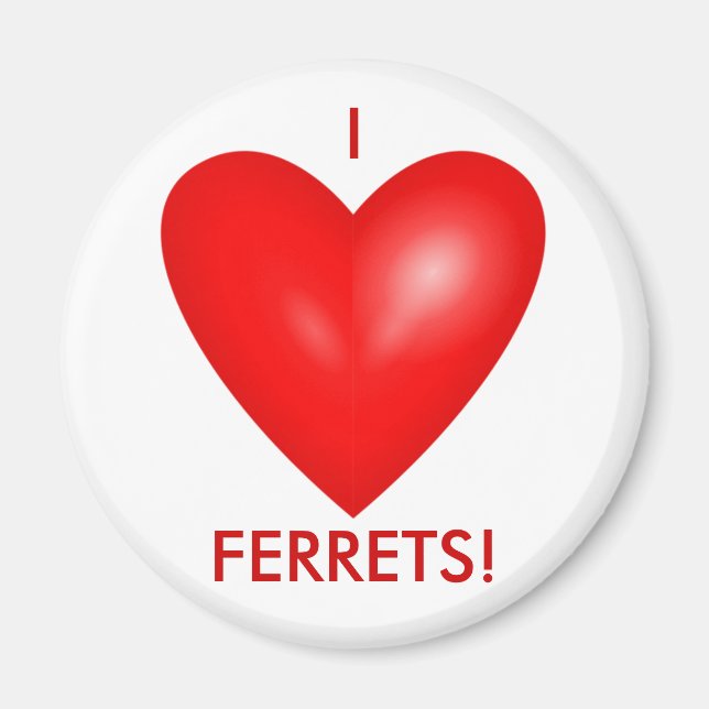 I Love Ferrets with Red Heart Magnet (Front)