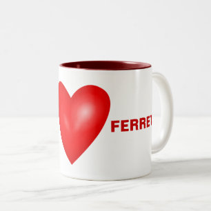 I Love Ferrets with Red Heart Two-Tone Coffee Mug
