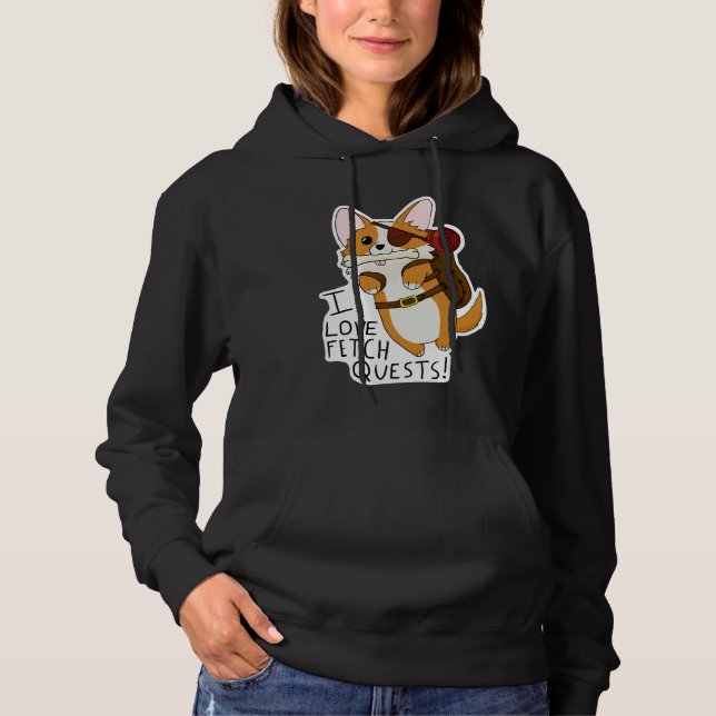 I Love Fetch Quests Dnd Corgi Hoodie (Front)