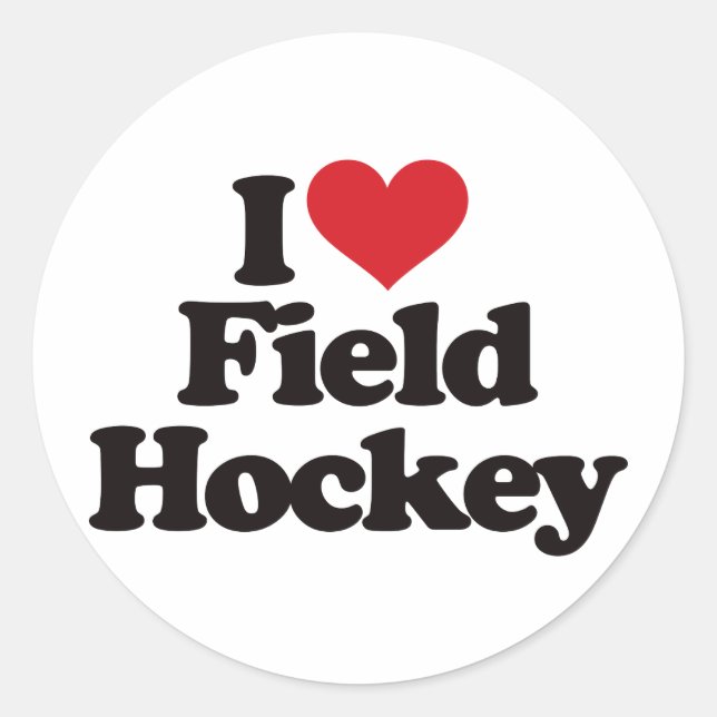 I Love Field Hockey Classic Round Sticker (Front)