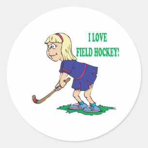 I Love Field Hockey Classic Round Sticker