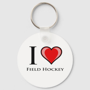 I Love Field Hockey Keychain