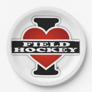 I Love Field Hockey Paper Plate