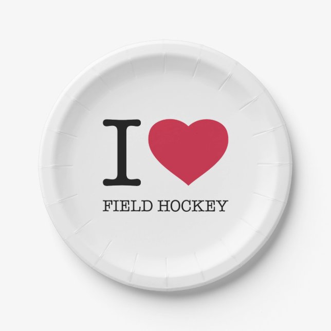 I LOVE FIELD HOCKEY PAPER PLATE (Front)