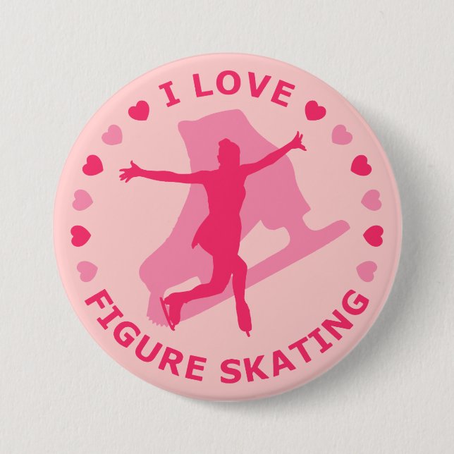 I Love Figure Skating 3 Inch Round Button (Front)
