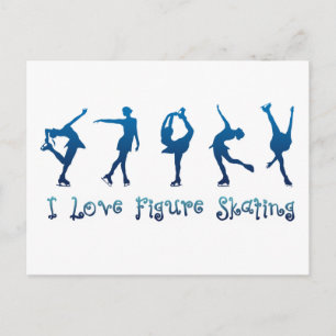 I love figure skating- blue postcard