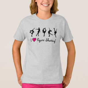 "I Love Figure Skating" Girls T-Shirt/Black & Pink T-Shirt