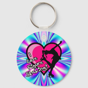 I Love Figure Skating Key Chains - Blue & Pink